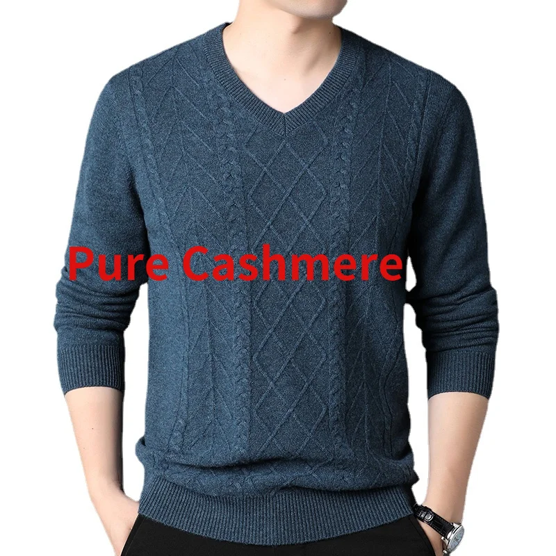 

Pure New Arrival Fashion High Quality Cashmere V-neck Knitted Warm Men's Sweater Autumn Winter Size XS S M L XL 2XL 3XL 4XL