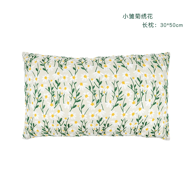 Vctops Federa Cuscino In Lino 45x45 Cm Con Ricamo Margherite - Cerniera Invisibile, Bianco Sporco - 4