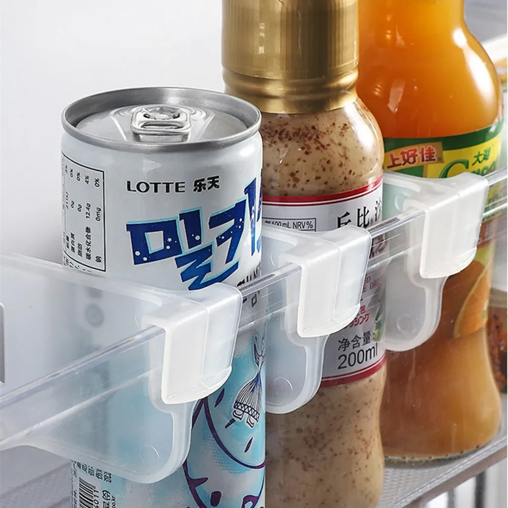 Refrigerator Storage Partition 4Pcs Home Refrigerator Retractable Plastic Divider Storage Splint Kitchen Bottle Can Shelf Organizer