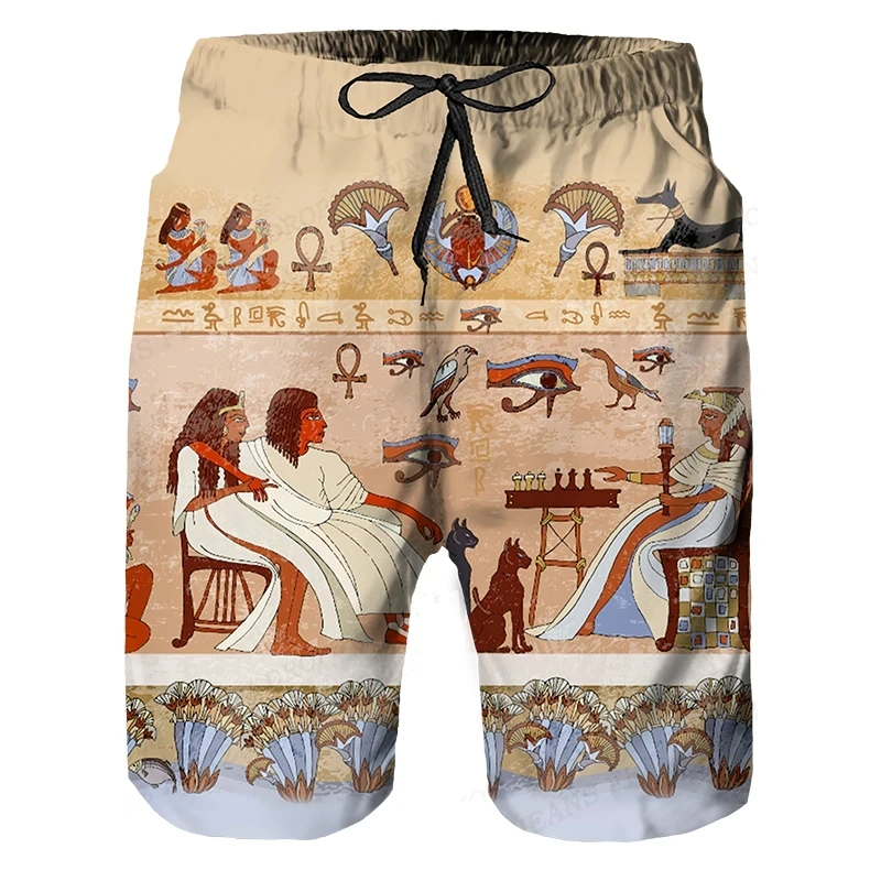 

Ancient Egypt Element 3D Printed Beach Shorts Fashion African Graphic Trunks For Men Clothes Board Shorts Male Bermudas Trousers