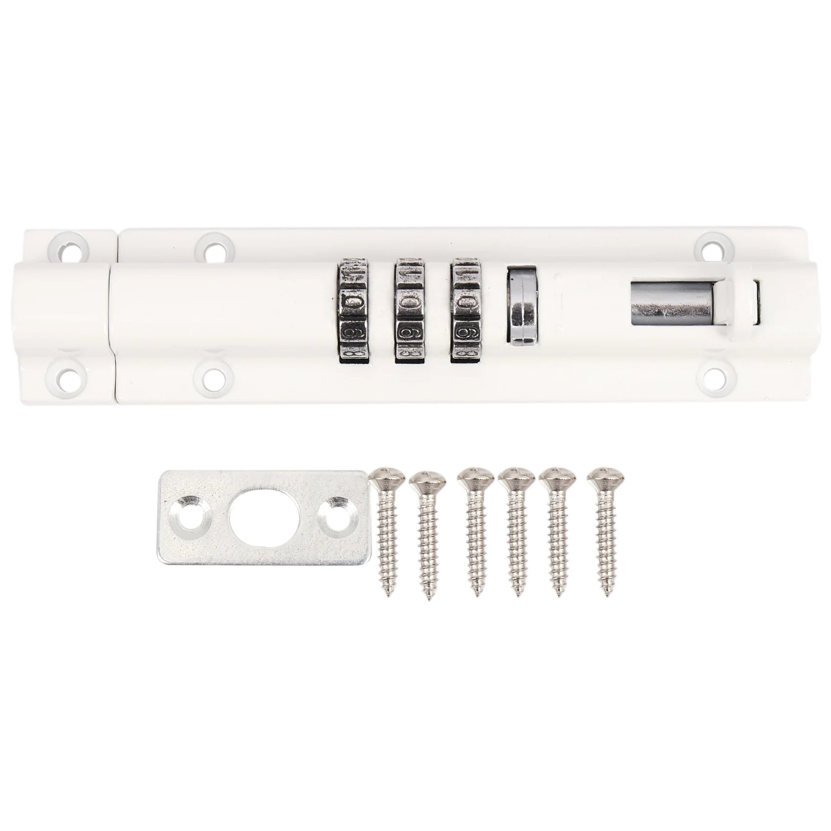 

Horizontal Horizontal Door Bolt Lock Sliding Combination Code Can Be Reset for Gate Garage Cabinet White