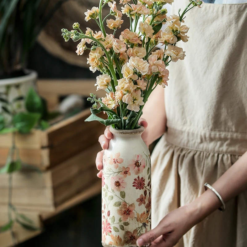 Retro and Antique Ceramic Small Vase Decorations Living Room Flower Arrangements, Dried Flowers Niche Creative Decorations 2