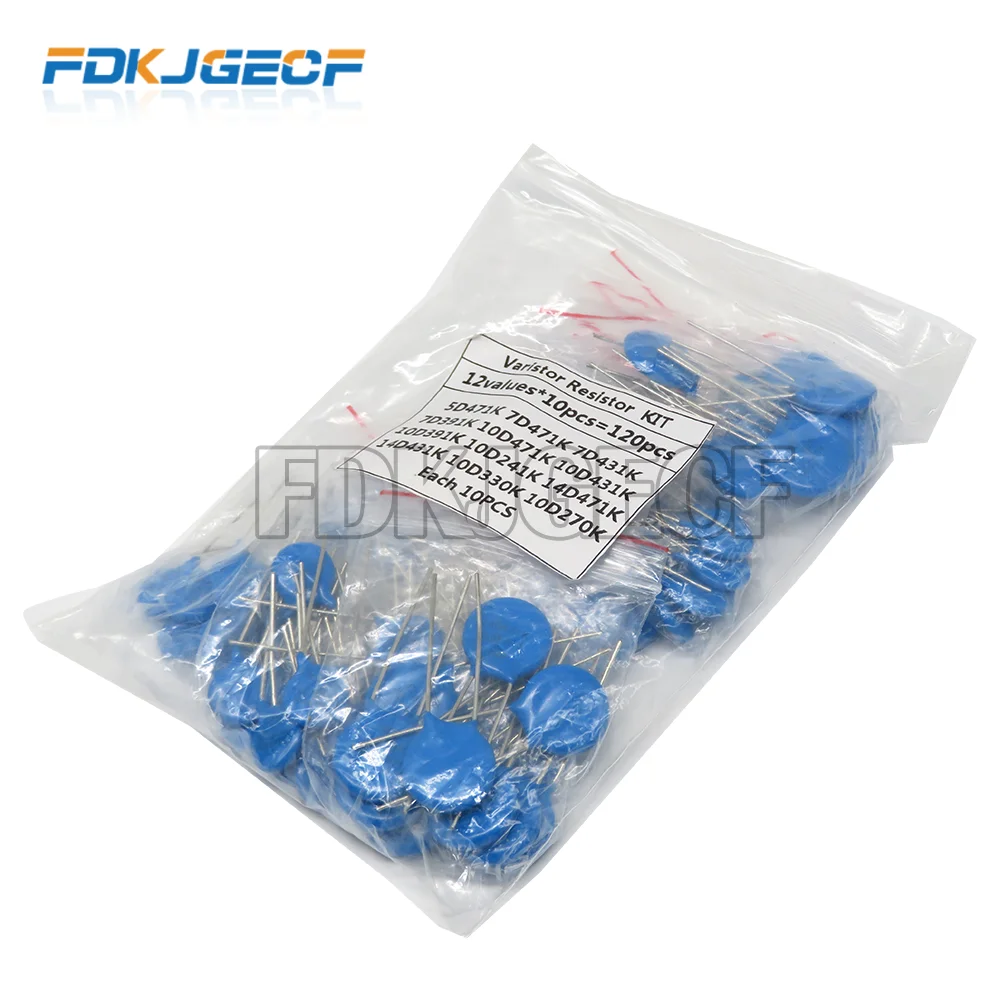 

120PCS=12value*10PCS Varistor Resistor Assorted kit 5D471K 7D471K 7D431K 7D391K 10D471K 10D431K 10D391K 14D471K 14D431K 10D241K