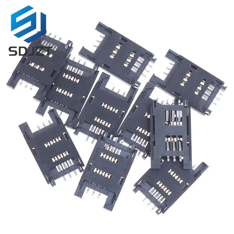 

10 шт. SIM держатель для карт 6 P SMT SMD 6-контактный разъем для карты/6-контактный слот/сиденья/держатель Разъем для телефона