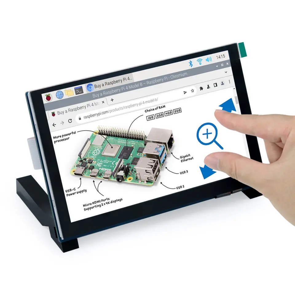 Freenove Touchscreen for Raspberry Pi 5 4 Screen Display 5/ 7 Inch IPS/ TN 800x480 Pixel 5-Point Capacitive Touch Driver-Free image 1