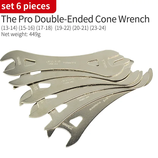 JSHOU BIKE Head Open End Axle Hub Cone Wrench 13 to 24mm High Carbon Steel Bicycle Removal Repair Tool Silver 6 Piece Set