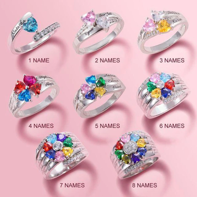 WNG Day Open Heart Ring Mouth Ring Design Mother's Flashing Diamond Rings -  Walmart.com
