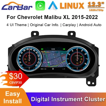 Carbar 12,3 "pantalla LCD para salpicadero para Chevrolet Malibu XL 2015-2022 generación grupo de instrumentos digitales para coche 1