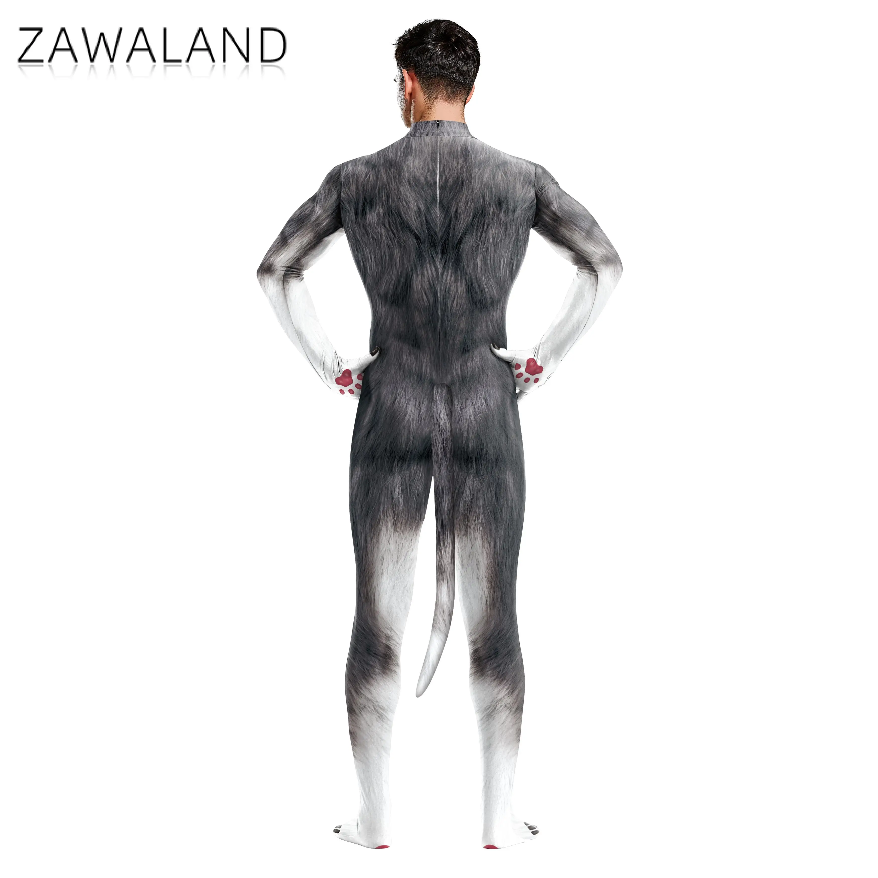 Wolf Husky cosplay costume Petsuit Animal Clothes with Tail for Halloween Party Role Play