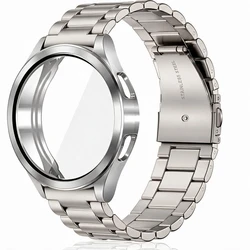 Stainless Steel Bracelet with TPU Protective Case for Smartwatch - Metal Strap and Cover Combination (Beige)