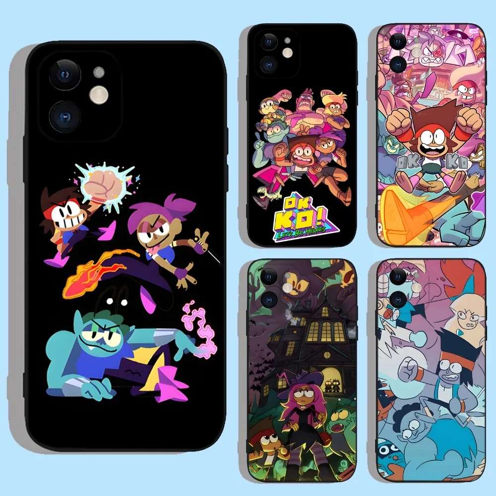 O-Ok Ko Lets Be Heroes Custodia Per Telefono Per Apple Iphone 15,14,13,12,11,Xs,Xr,X,8,7,Pro,Max,Plus,Mini Cover Nera In Silicone