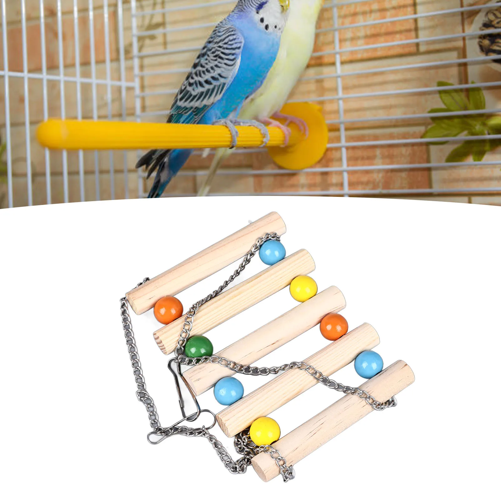 Multifunctional Wooden Swing Ladder for Hamster, Hanging Bridge, Swing Stand, Parrot, Small Bird, Guinea Pig