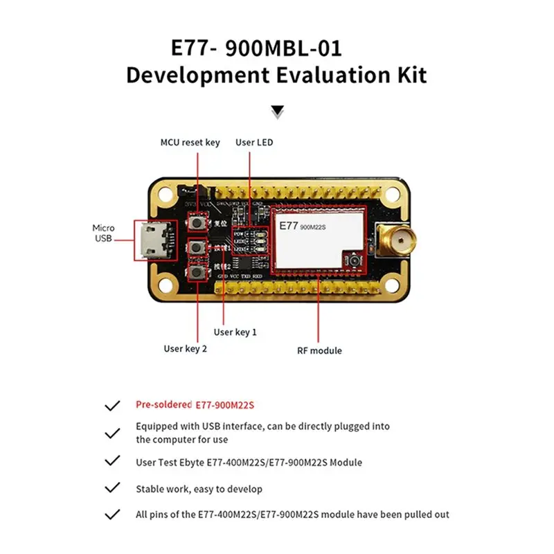 STM32WLE5CCU6 Lora 무선 모듈 테스트 보드 키트 E77-900M22S CDEBYTE Soc 22Dbm 5.6KM용 868Mhz/915Mhz