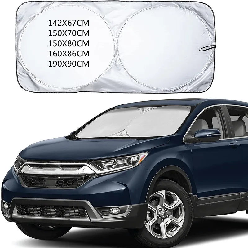 Car Windshield Sun Shade with Storage Pouch Durable Material Car Sun Visor Sun Heat Protection Interior Accessories car sunshade