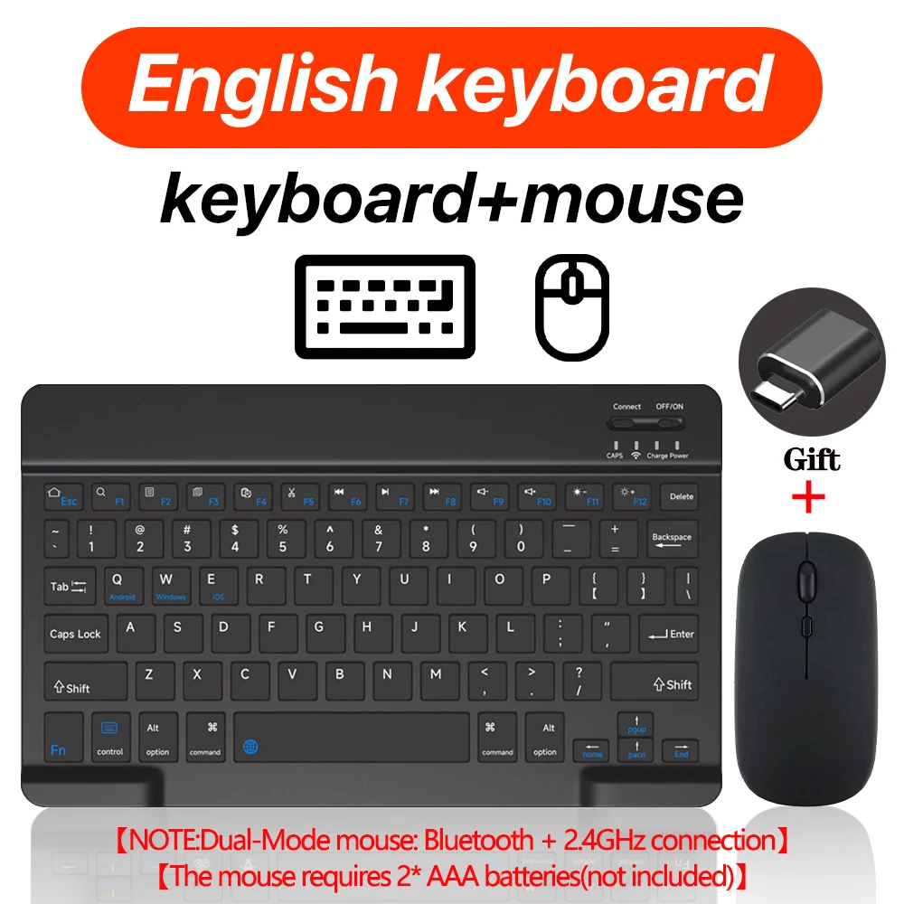 Teclado recargable compatible con Bluetooth, teclado inalámbrico ultrafino, juego de teclado para Android, Windows, tabletas, iPhone y iPad