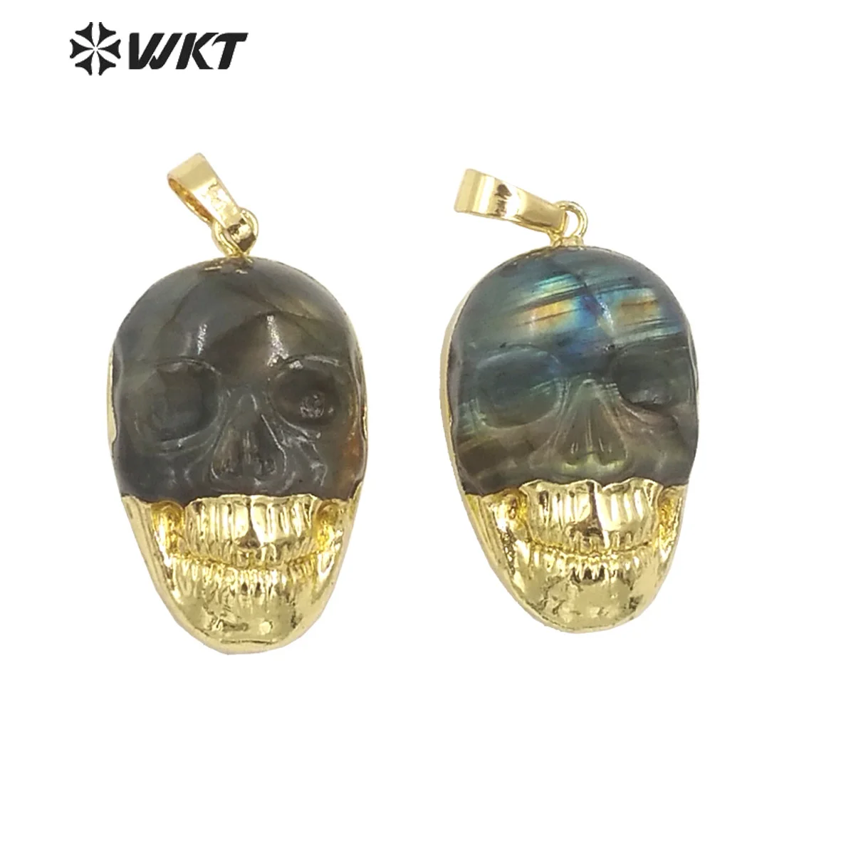 

WT-P1956 WKT 2023 NEW Style Labradorite Skull-Shaped Pendant Women Jewelry Supplies 18K Gold Popular Trendy Sale