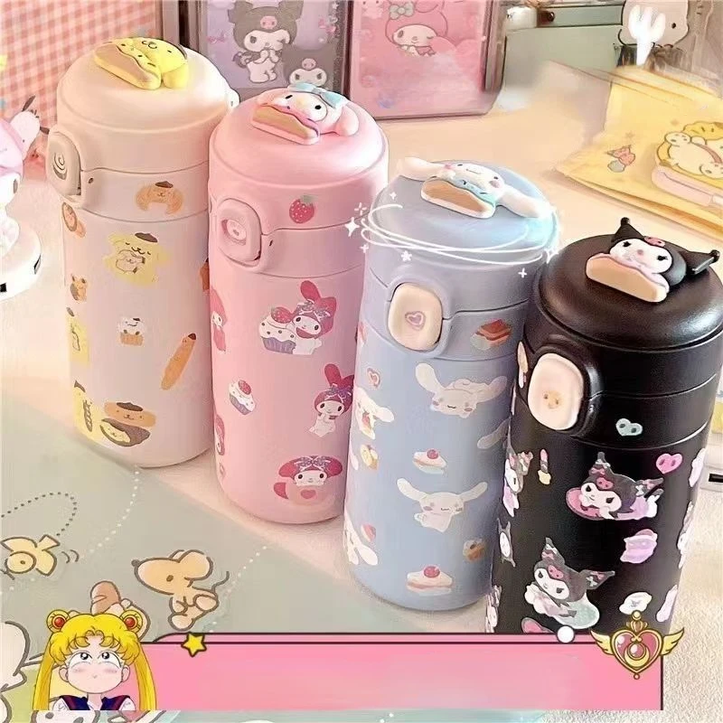 

Sanrio Cinnamoroll Kuromi My Melody Cute Thermos Cup 304 Stainless Steel Girly Heart Covered Portable 400ml Kawaii Drinking Cup