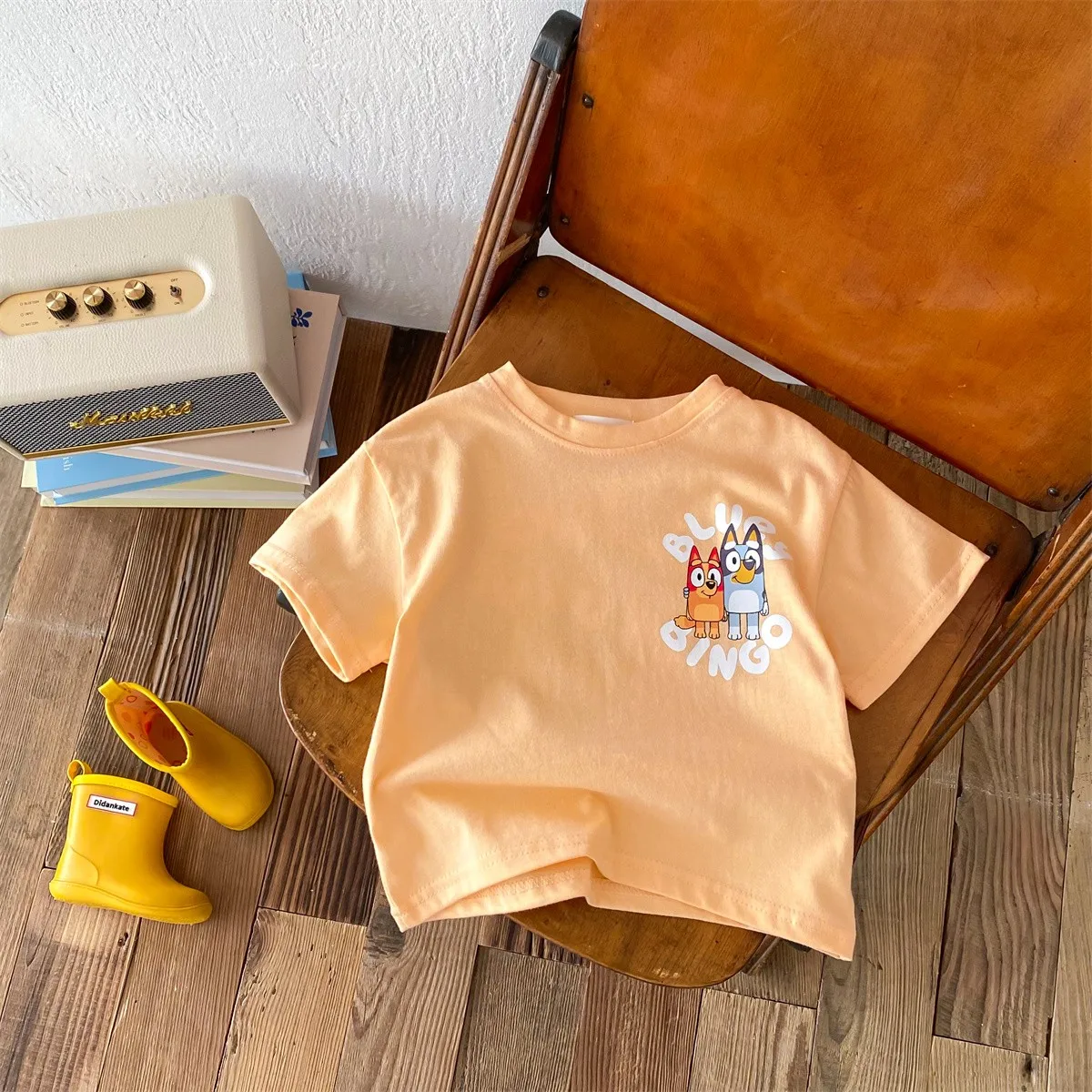 Pure Cotton Kids T-shirt Summer Short Sleeved Tops Tees Children Costume Fashion Cartoon Boys Round Collar