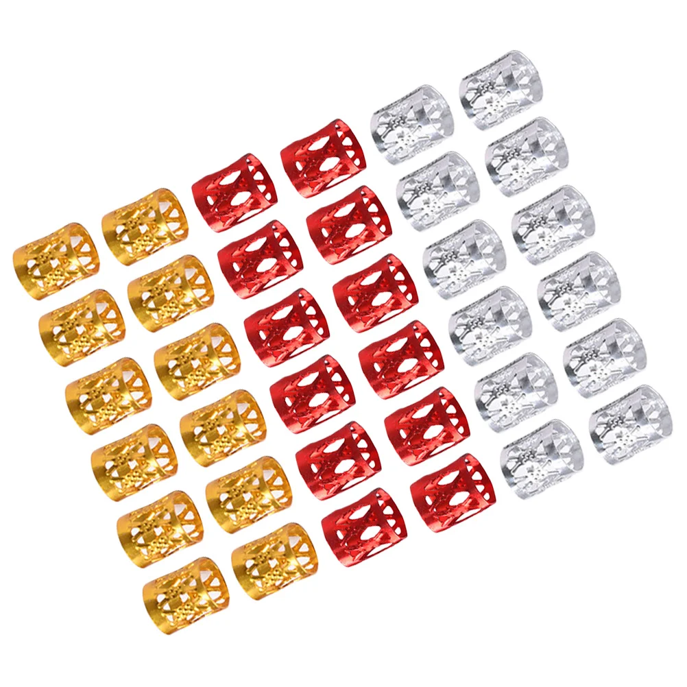 300pcs Holow Aluminum Dreadlocks Hair Braiding Beads Hair Accessories Hair Decoration Tube (Silver Red and Golden Each