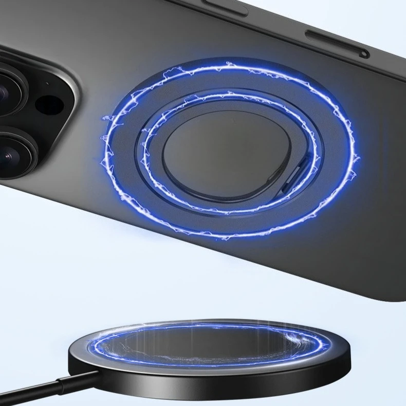 Magnetic Phone Ring Holder with Removable Grip and Kickstand