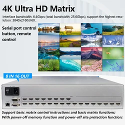 Matrix Switch HDMI2.0 8x16 4K 60Hz HDCP2.2 Profesional Rack For HDMI 2.0 Splitter 8 in 16 out with HDMI Audio Video Switcher