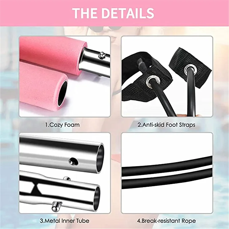 Yoga Pilates Bar Stick Crossfit Resistance Bands Exerciser Pull Rope Portable Gym Workout Bar Trainer Elastic Fitness Equipment