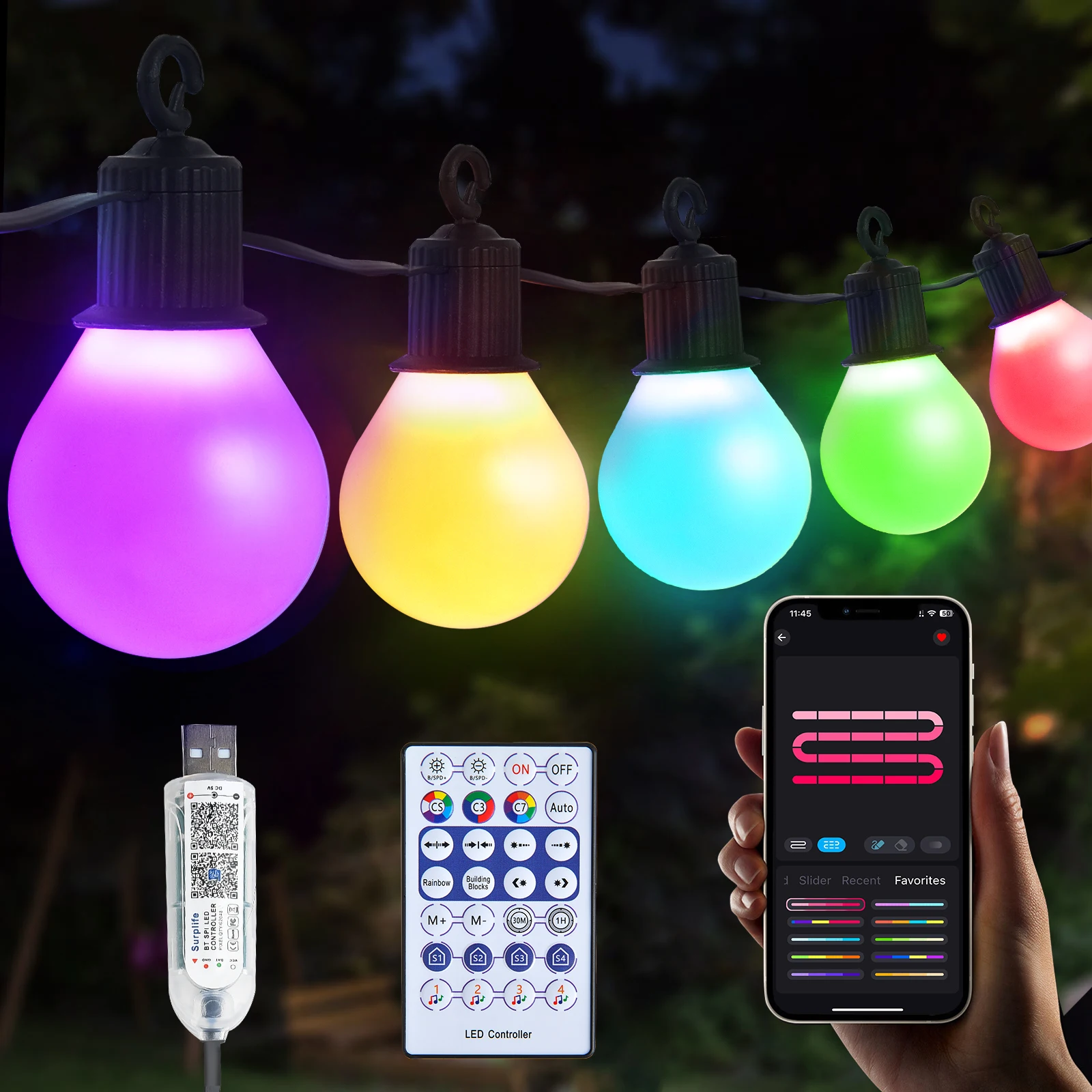 Smart G40 Led-lampe String Licht 15M/30M Weihnachten Girlande USB Lichterkette Girlande Für Zimmer Outdoor garten Camping Hochzeit Decor