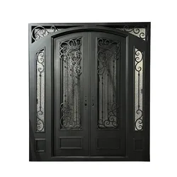 Doors for House Modern Design French Door Glass Door Hinges Wrought Iron Door with Glass Double Door Entrance door Custom