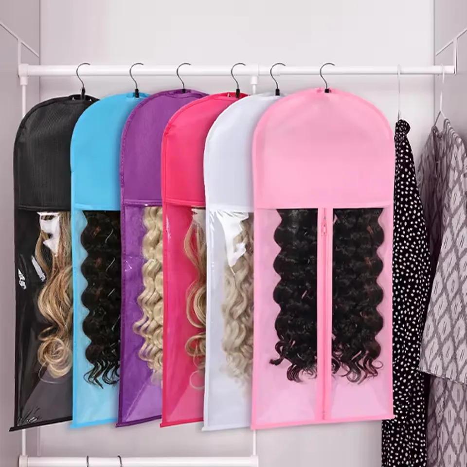 1Set Wig Storage For Multiple Wigs Hair Extension Bag With Hanger Hair Extension Holder Portable Wig Bag Prevent Dust & Moisture