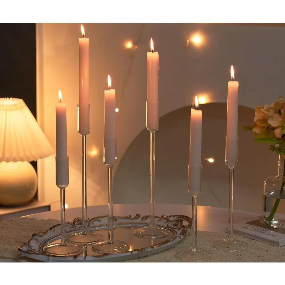 Candlestick Holders, Glass Taper Candle Holders Set of 12, Candle Holders for Candlesticks, Table Centerpiece Decorations - Image 6