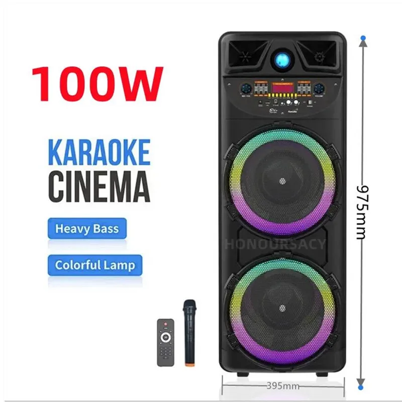 

Dual 10 Inch Outdoor Popular PRO Subwoofer 100W High-power DJ Karaoke Wireless Trolley Woofer Portable Bluetooth Speaker box