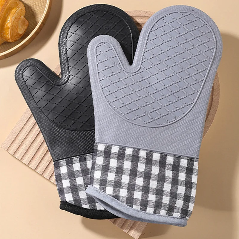 1-2Pc Silicone Kitchen Oven Glove Insulation Anti-slip Water Proof Anti-scald Heat Resistant Microwave Glove Baking Tools