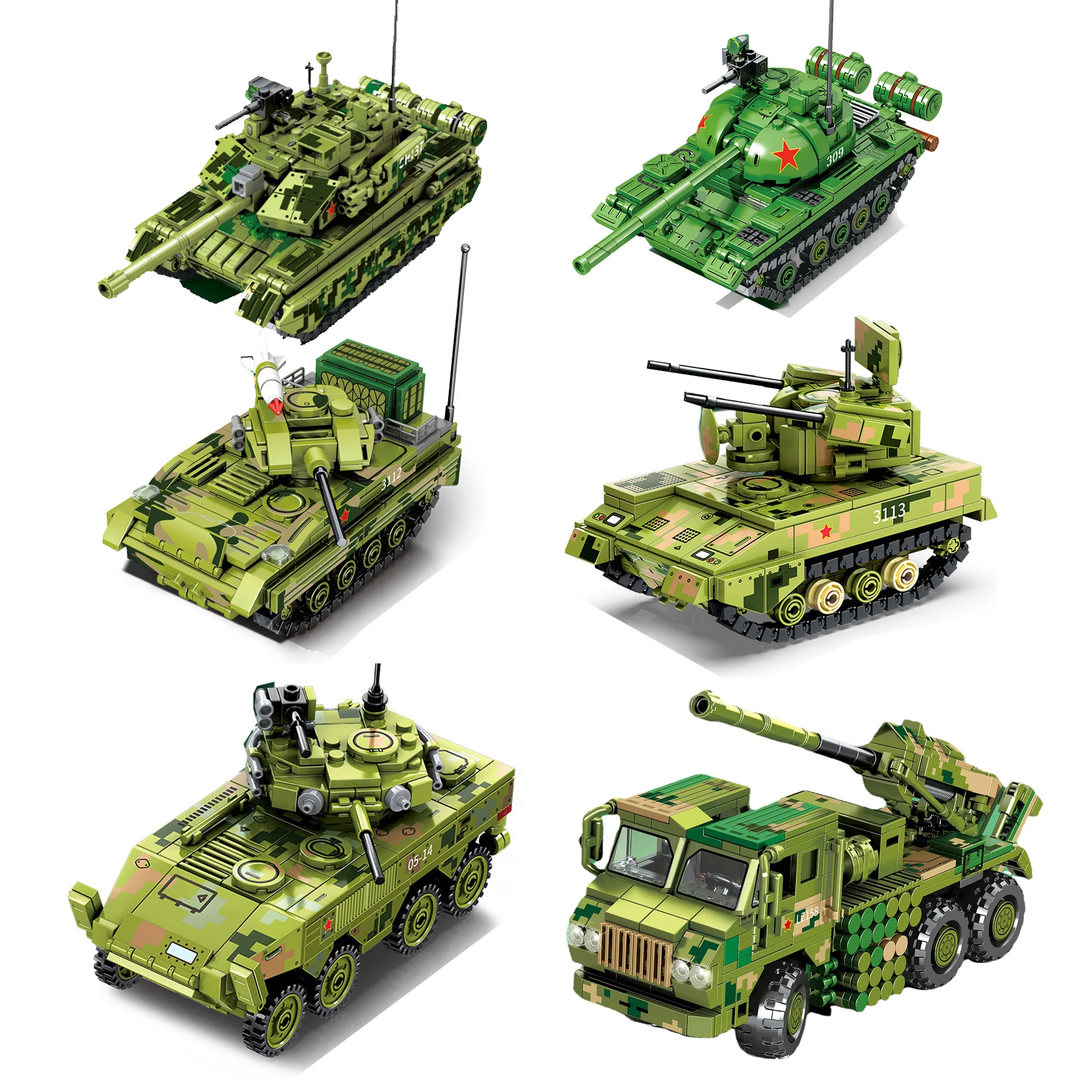 Militarytiger I Tank Panzer German Us M1A2 Model Building Blocks World War 2 Army Soldier Figure Ww2 Construction Toys