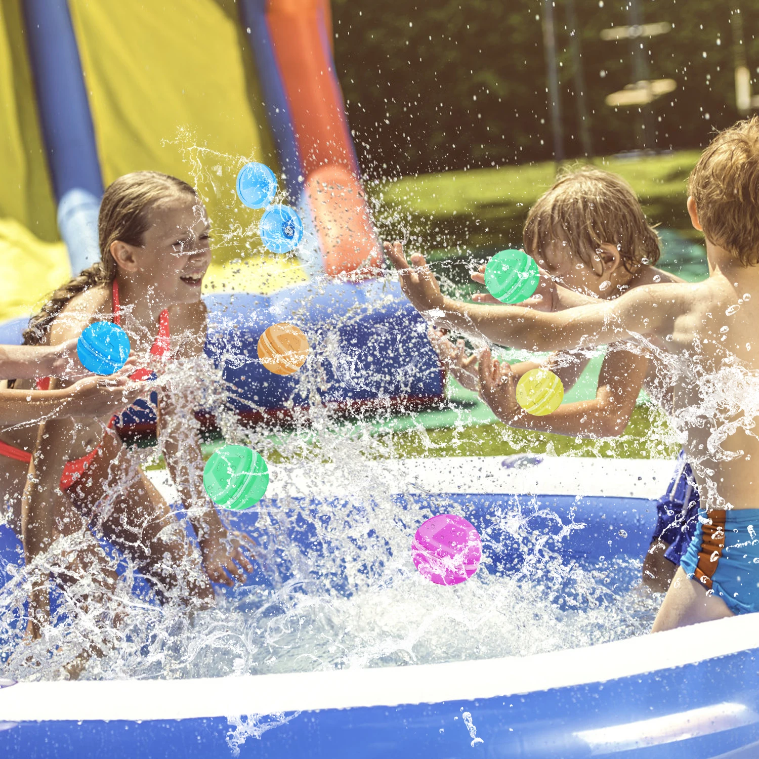 Children's luminescent silicone water ball outdoor water play toy Summer water battle interactive game Color random 4