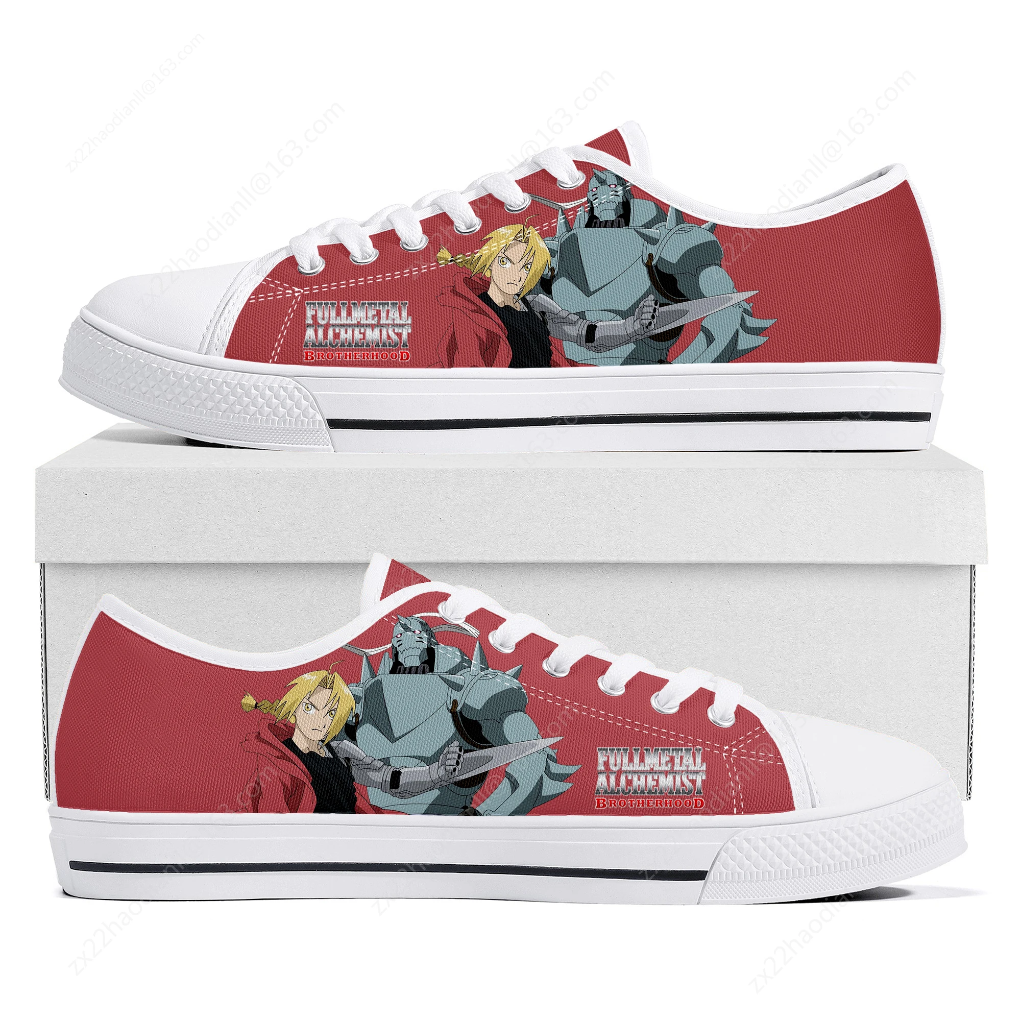 Comics Fullmetal Alchemis Low Top Sneakers High Quality Mens Womens Teenager Canvas Sneaker Couple Shoes Custom Casual Shoe