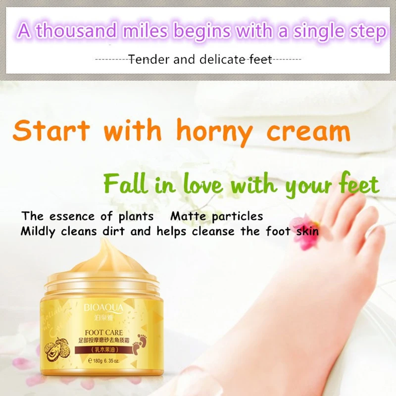 Foot Cream BIOAQUA Shea Butter Foot Exfoliating Cream Moisturizing Remove Dead Skin Exfoliant Feet Pedicure Cream Foot Care Exfoliator