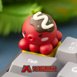 Octopus Burning Theme Resin Keycap - PC Gaming Keyboard Accessory Collection Gift (Takoyaki)