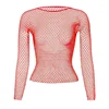 Women Fishnet Mesh Tops 6 Colors Sexy See Through T-Shirt  Skinny Goth Hollow Out Long Sleeve Shirts Crop Top Shirt Streetwear 3