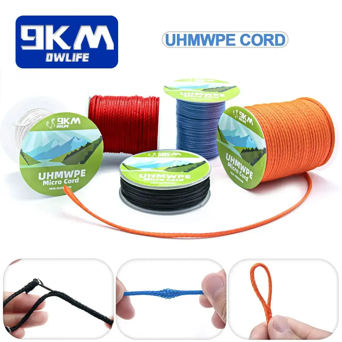 Fishing rope fishing line 9KM UHMWPE Cord 0.8~1.6mm Hollow Braided Rope Hammock Tarp Tent Rope Kite Line Fishing Climbing Camping Kayak Sailboat 100~750lb