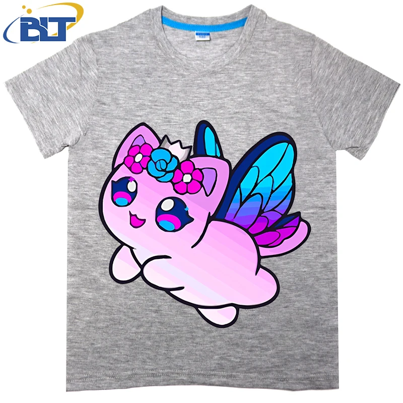 cute aphmau cat printed kids T-shirt summer pure cotton short-sleeved casual top suitable for both boys and girls 4