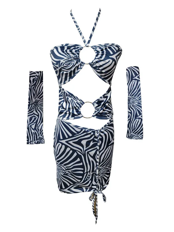 V Neck Sexy Tight Animal Print Dress 5