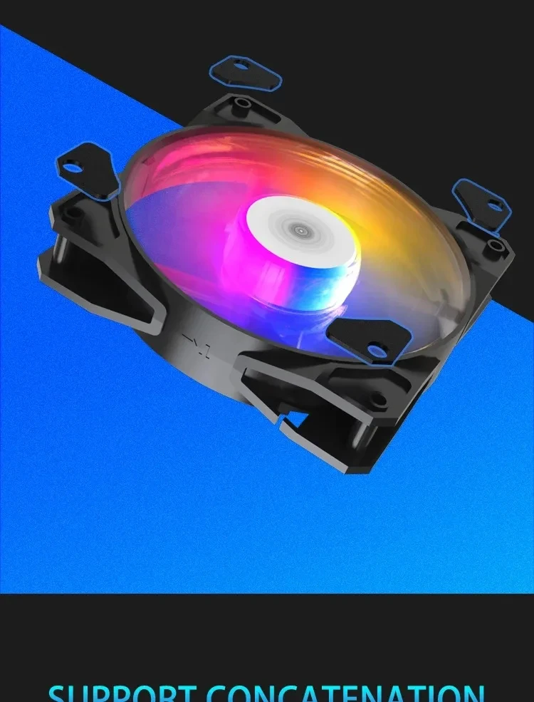 120mm RGB LED 12V PWM 4Pin 1100RPM Silent Cooling Fan for PC Case Water Cooling