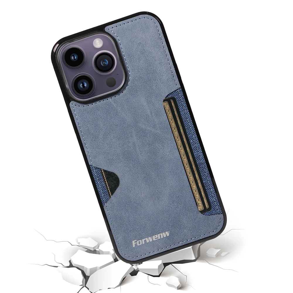 Vintage Leather Card Holder Wallet Phone Case - Shockproof Protective Cover