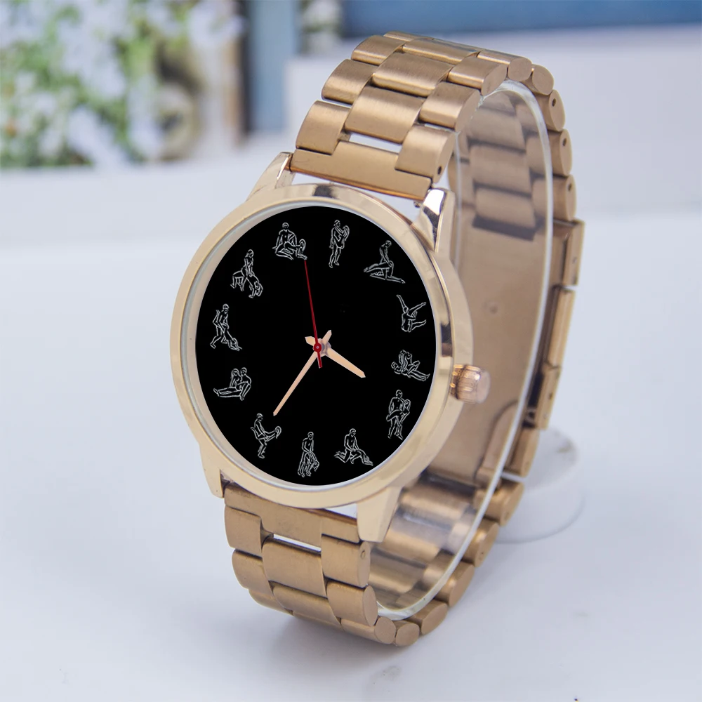 Rose Gold Men's Watch with Black and Silver Watchband - Personalized Gift Edition