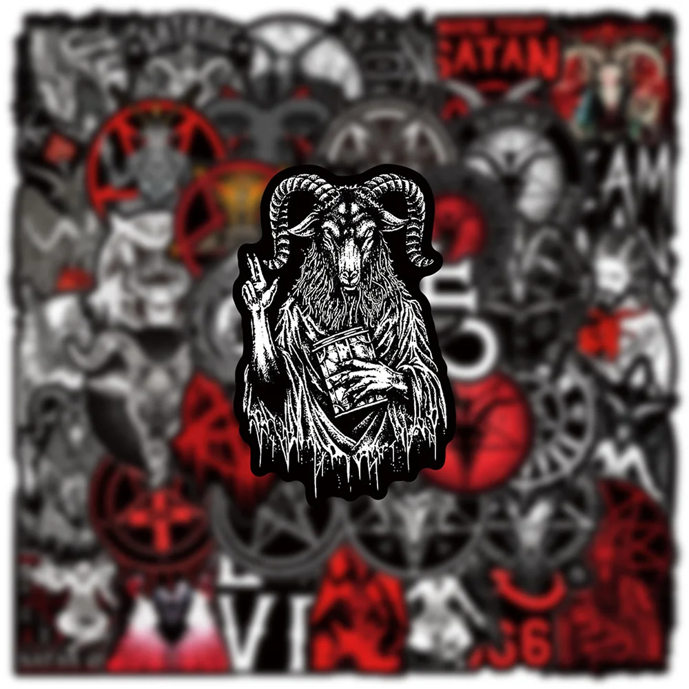 10/30/50pcs Cool Dark Satan Gothic Stickers Horror Demon Graffiti Decals DIY Scrapbook Laptop Fridge Waterproof Sticker Packs 4