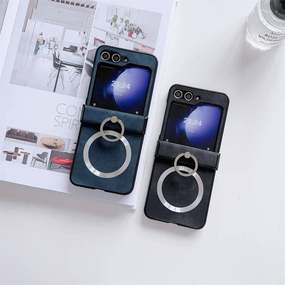 Ultra Thin Magnetic Ring Case with Finger Ring Clip for Samsung Galaxy Z Flip Series