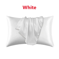 Luxurious Nordic Pure Silk-Emulation Pillowcase - Decorative, Comfortable Bedding in White, Black, or Grey - 2PCx51x76cm(20x30in) (White)