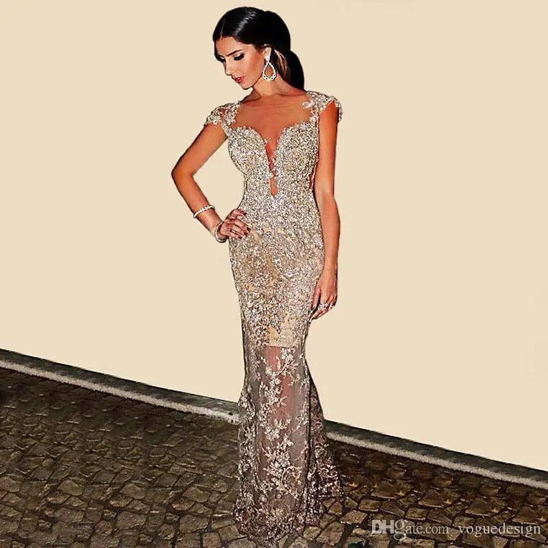 

Arabic Sequin Mermaid Evening Dresses 2022 vestidos de fiesta de noche Sexy Sheer See Through Fitted Formal Prom Dress