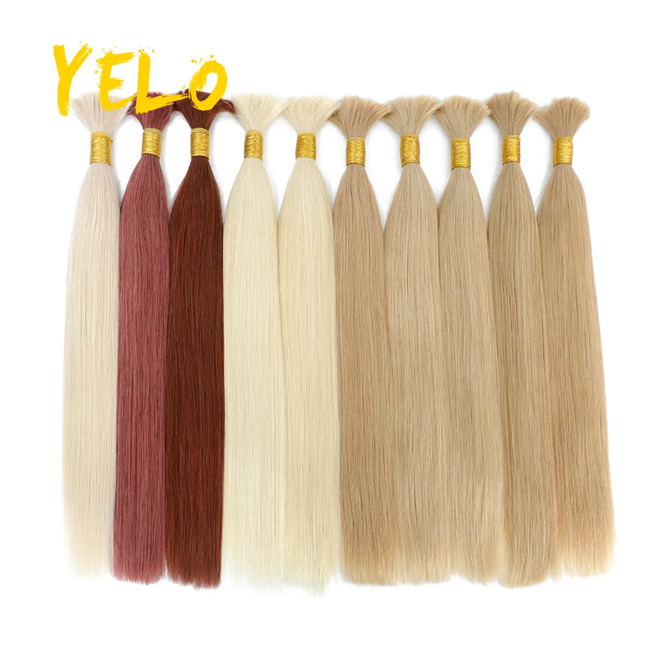 Straight Human Hair Bulk For Braiding Brazilian Human Hair Balayage Colorful No Weft 14-28 Inch Bulk Remy Extensions