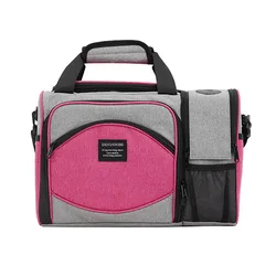 Large Insulated Waterproof Lunch Bag with Adjustable Shoulder Strap (Pink)